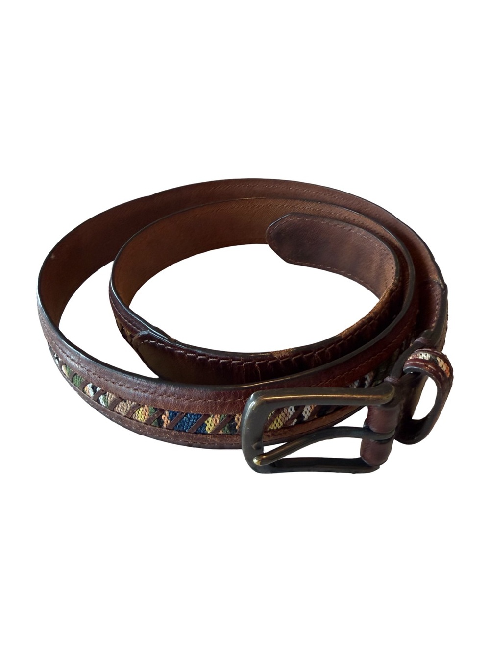 Columbia Women’s Brown Leather Colorful Cutout Belt XL